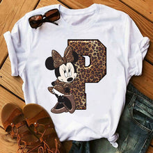 Ladda upp bild till gallerivisning, Ladies White Tshirts Minnie Mouse Short Sleeve Causal Tshirt Women's Custom Name Letter Combination Printing T-Shirt