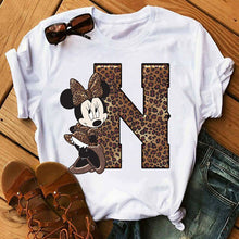 Ladda upp bild till gallerivisning, Ladies White Tshirts Minnie Mouse Short Sleeve Causal Tshirt Women's Custom Name Letter Combination Printing T-Shirt