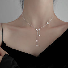 Load image into Gallery viewer, 925 Silver Sterling Star Moon Necklace For Women Clavicle Chain Woman Wedding Jewelry Party Birthday Gift Accessories
