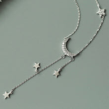 Load image into Gallery viewer, 925 Silver Sterling Star Moon Necklace For Women Clavicle Chain Woman Wedding Jewelry Party Birthday Gift Accessories
