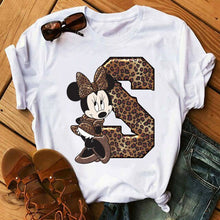 Ladda upp bild till gallerivisning, Ladies White Tshirts Minnie Mouse Short Sleeve Causal Tshirt Women's Custom Name Letter Combination Printing T-Shirt
