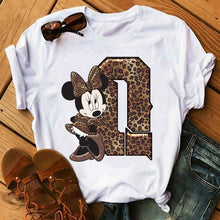 Ladda upp bild till gallerivisning, Ladies White Tshirts Minnie Mouse Short Sleeve Causal Tshirt Women's Custom Name Letter Combination Printing T-Shirt
