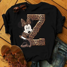 Ladda upp bild till gallerivisning, Ladies White Tshirts Minnie Mouse Short Sleeve Causal Tshirt Women's Custom Name Letter Combination Printing T-Shirt
