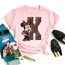Ladda upp bild till gallerivisning, Ladies White Tshirts Minnie Mouse Short Sleeve Causal Tshirt Women's Custom Name Letter Combination Printing T-Shirt
