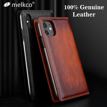 Load image into Gallery viewer, Genuine läder/ skinn plånboks fodral för iPhone 11/11 Pro Max Lyxig Business High-end Läder för  Xs Max Xr X
